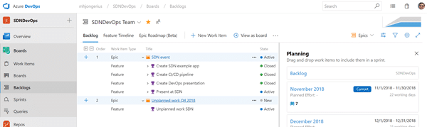 Gebruik Epic en feature timelines in Azure DevOps - Bergler ICT